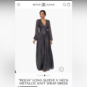 Betsy & Adam, 6 petite, charcoal/silver dress